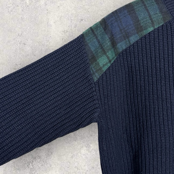 Sezane Ewen Jumper Sweater Navy Blue Green Scottish Tartan Womens Size Medium M - Picture 9 of 13